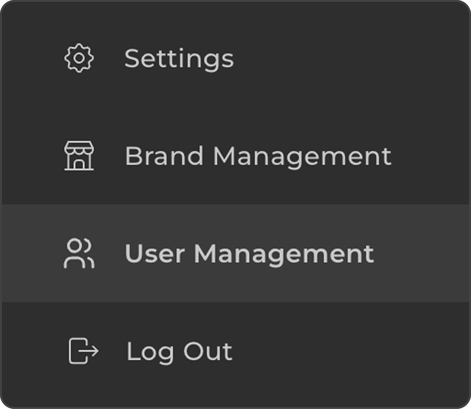 User management menu with team settings options